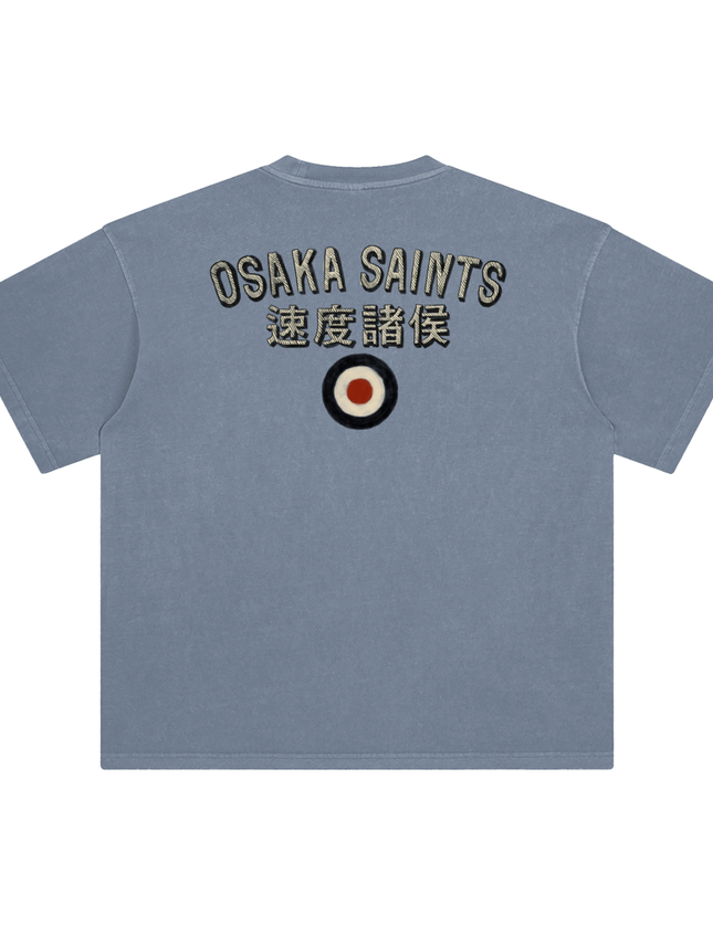 osaka saints,hand drawn,vintage,japan,motorcycle,t-shirt,badass