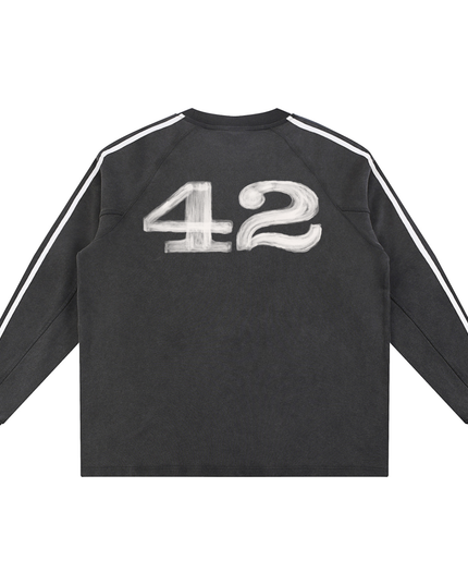 "Iron Soul Dirt Track Race" Snow Washed Contrast Tape Sweatshirt