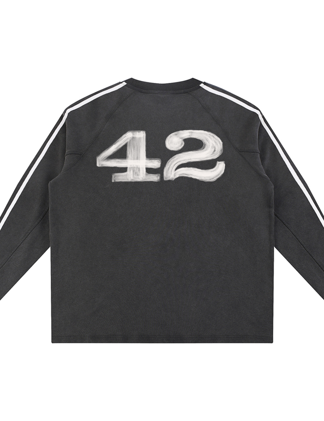 "Iron Soul Dirt Track Race" Snow Washed Contrast Tape Sweatshirt