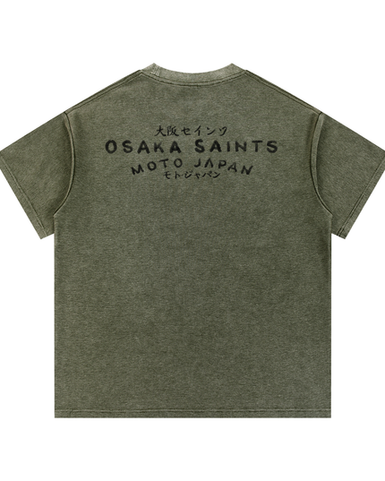 Whiskey Switchblade - Moto Bar & Sushi - Mineral Wash Waffle Knit T-Shirt