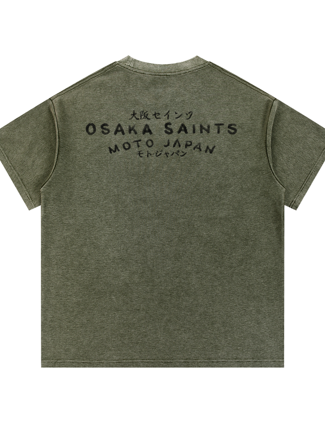Whiskey Switchblade - Moto Bar & Sushi - Mineral Wash Waffle Knit T-Shirt
