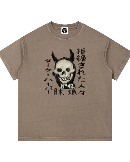 Osaka Saints  "Dark Harbor Moto-Demons"Vintage Wash Cotton T-Shirt