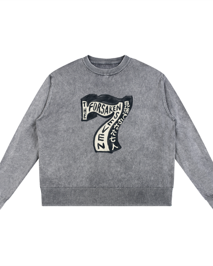 "The Forsaken Seven" Mineral Wash Oversized Sweater
