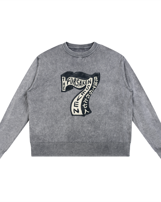 "The Forsaken Seven" Mineral Wash Oversized Sweater