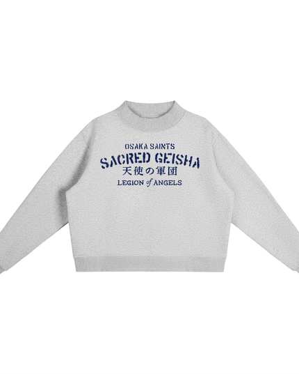 "Sacred Geisha - Legion of Angels" PREMIUM Fleece Mock-Neck Crew Sweatshirt