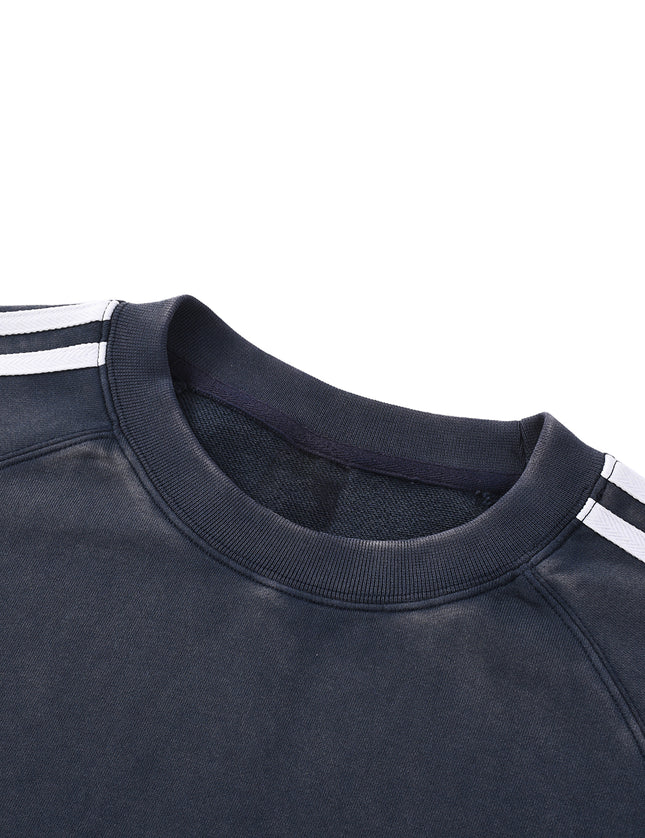 "Iron Soul Dirt Track Race" Snow Washed Contrast Tape Sweatshirt